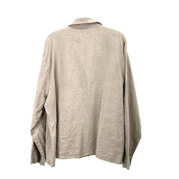 FLAX 100% Linen Lagenlook shirt top Sz L‎ neutral beige boxy - Picture 5 of 5